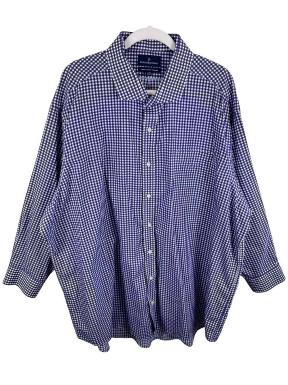 Buttoned Down Mens 20 34 Purple Gingham Supima Cotton Classic Fit Dress Shirt